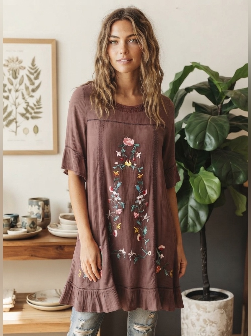 Oddy Boho Embroidered Dress